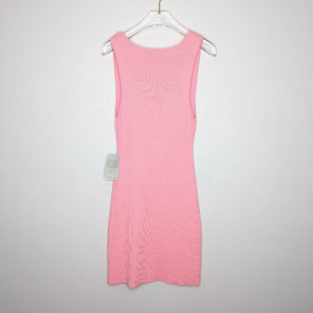 Charles Henry Pink Rib Twist Front Body-Con Minidress Sleeveless V-Neck NWT M - Picture 4 of 9